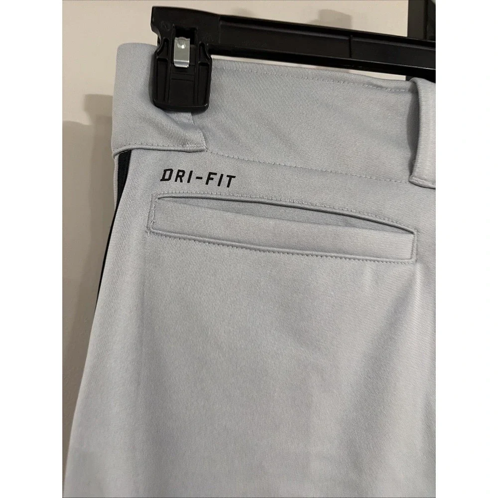 Nike Dri-FIT BOYS Large Gray Baseball Pants Black Piping Snap Waist NEW $35 F40